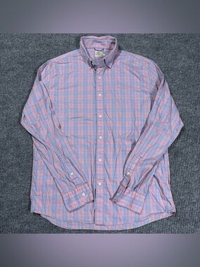 Faherty Shirt Mens Medium Blue Pink The Movement Button Up Outdoors Performance